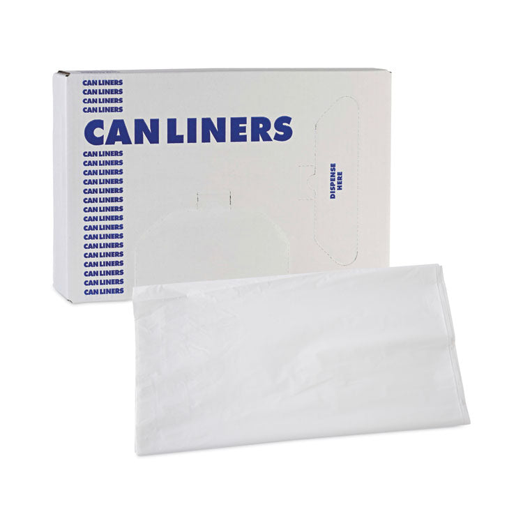 Linear Low Density Industrial Can Liners, 56 gal, 0.9 mil, 43" x 47", White, Flat Pack, 100/Carton