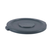 Lids For 32 Gal Waste Receptacle, Flat-Top, Round, Plastic, Gray
