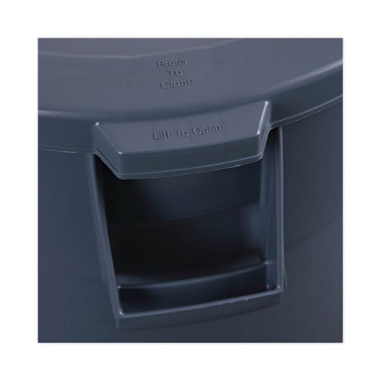 Lids For 32 Gal Waste Receptacle, Flat-Top, Round, Plastic, Gray