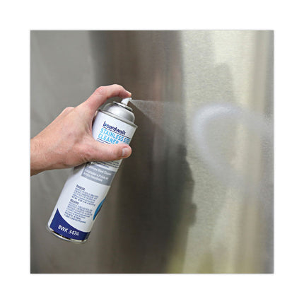 Stainless Steel Cleaner and Polish, Water-in-Oil Based, Lemon Scent, 18 oz Aerosol Spray, 12/Carton