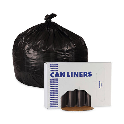 Low-Density Waste Can Liners, 16 gal, 1 mil, 24" x 32", Black, Perforated Roll, 10 Bags/Roll, 15 Rolls/Carton