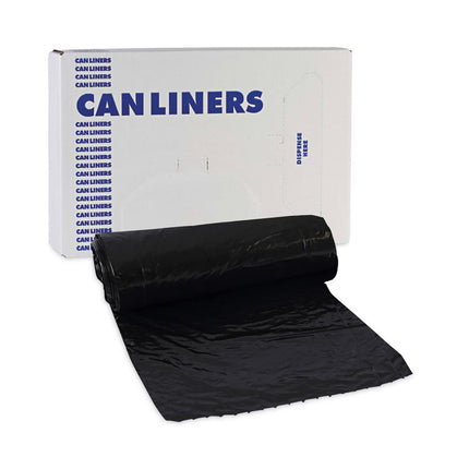 Low-Density Waste Can Liners, 16 gal, 1 mil, 24" x 32", Black, Perforated Roll, 10 Bags/Roll, 15 Rolls/Carton