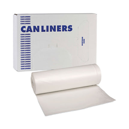 Low-Density Waste Can Liners, 33 gal, 0.6 mil, 33" x 39", White, Perforated Roll, 25 Bags/Roll, 6 Rolls/Carton