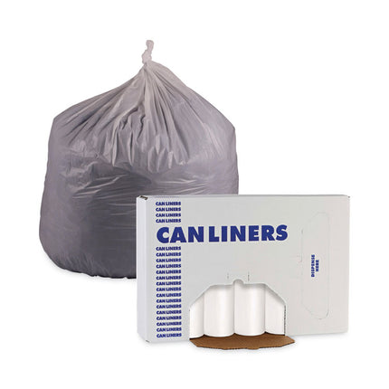 Low-Density Waste Can Liners, 60 gal, 0.5 mil, 38" x 58", White, Perforated Roll, 10 Bags/Roll, 10 Rolls/Carton