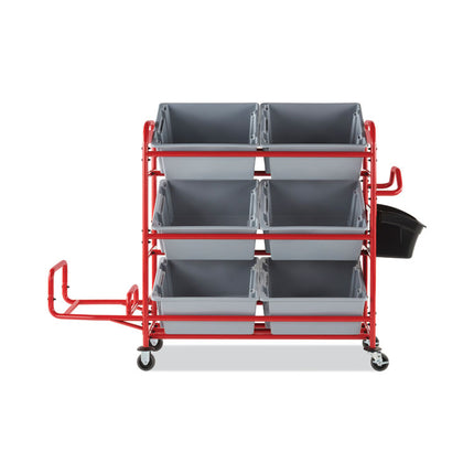 Tote Picking Cart Storage Bracket, For Use w/Rubbermaid Commercial Tote Picking Cart, Tubular Steel, 18.5 x 21.7 x 13.9, Red