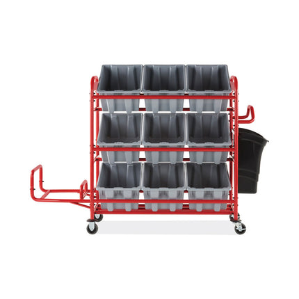 Tote Picking Cart Storage Bracket, For Use w/Rubbermaid Commercial Tote Picking Cart, Tubular Steel, 18.5 x 21.7 x 13.9, Red