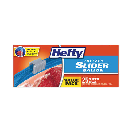 Slider Stand and Fill Freezer Storage Bags, 1 gal, 10.56" x 11", Clear, 25/Box