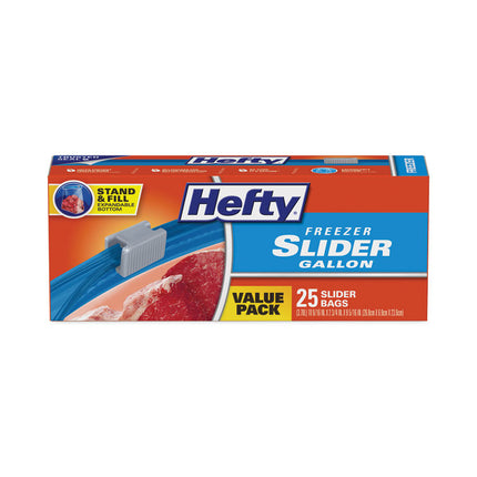 Slider Stand and Fill Freezer Storage Bags, 1 gal, 10.56" x 11", Clear, 25 Bags/Box, 9 Boxes/Carton