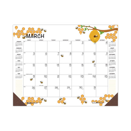 Recycled Honeycomb Desk Pad Calendar, Honeycomb Artwork, 18.5 x 13, White/Multicolor Sheets, 12-Month (Jan to Dec): 2025