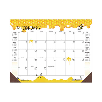Recycled Honeycomb Desk Pad Calendar, Honeycomb Artwork, 18.5 x 13, White/Multicolor Sheets, 12-Month (Jan to Dec): 2025