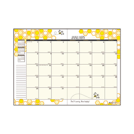 Recycled Honeycomb Monthly Planner, Honeycomb Artwork, 11 x 7, Black/Gold Cover, 12-Month (Jan to Dec): 2025