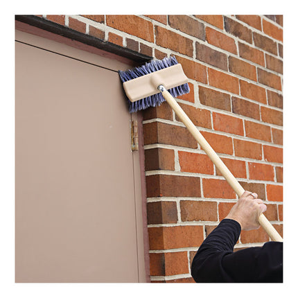 Dual-Surface Vehicle Brush, Black Polypropylene Bristles, 10" Brush, Brown Plastic Handle