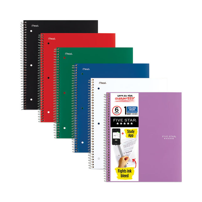 Wirebound Notebook, 1-Subject, Medium/College Rule, Assorted Cover Colors (Set 3), (100) 11 x 8.5 Sheets, 6/Pack