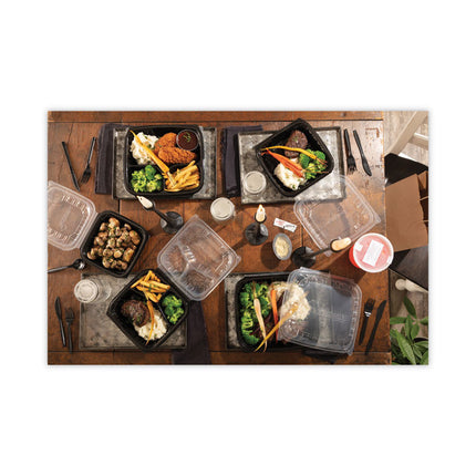 EarthChoice Vented Dual Color Microwavable Hinged Lid Container, 34 oz, 9 x 6 x 3, Black/Clear, Plastic, 140/Carton