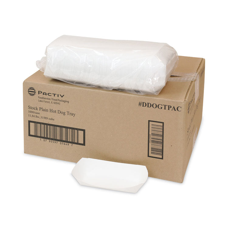 Paperboard Boat Basket, Hot Dog Tray with Perforations, 7.04 x 1.75 x 1.43, White, Paper, 1,000/Carton