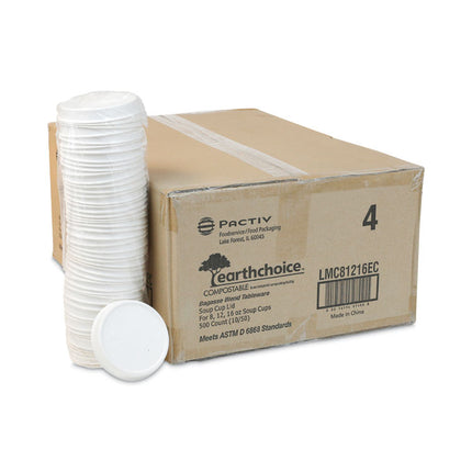 EarthChoice Compostable Soup Cup Lid, For 8 oz to 16 oz Soup Cups, 4" Diameter, Natural, Sugarcane, 500/Carton