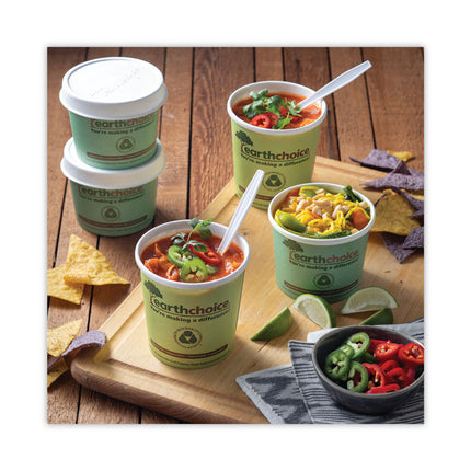 EarthChoice Compostable Soup Cup Lid, For 8 oz to 16 oz Soup Cups, 4" Diameter, Natural, Sugarcane, 500/Carton