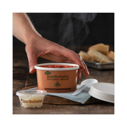 EarthChoice Compostable Soup Cup Lid, For 8 oz to 16 oz Soup Cups, 4" Diameter, Natural, Sugarcane, 500/Carton
