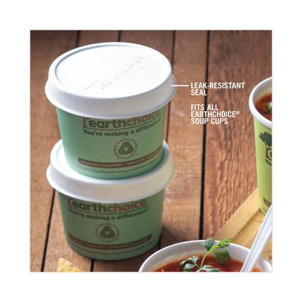 EarthChoice Compostable Soup Cup Lid, For 8 oz to 16 oz Soup Cups, 4" Diameter, Natural, Sugarcane, 500/Carton