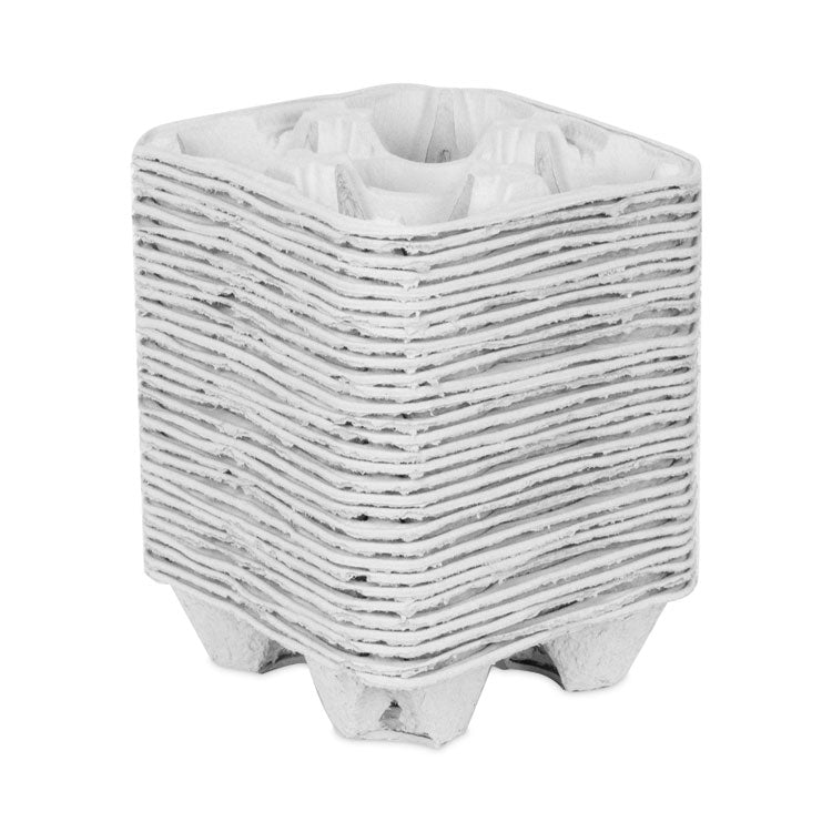 EarthChoice Carry-Safe Beverage Carrier, 8 oz to 32 oz, Four Cups + Food Tray, Natural, 300/Carton