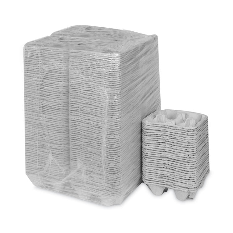 EarthChoice Carry-Safe Beverage Carrier, 8 oz to 32 oz, Four Cups + Food Tray, Natural, 300/Carton