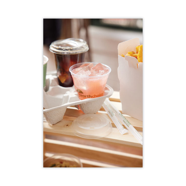 EarthChoice Carry-Safe Beverage Carrier, 8 oz to 32 oz, Four Cups + Food Tray, Natural, 300/Carton