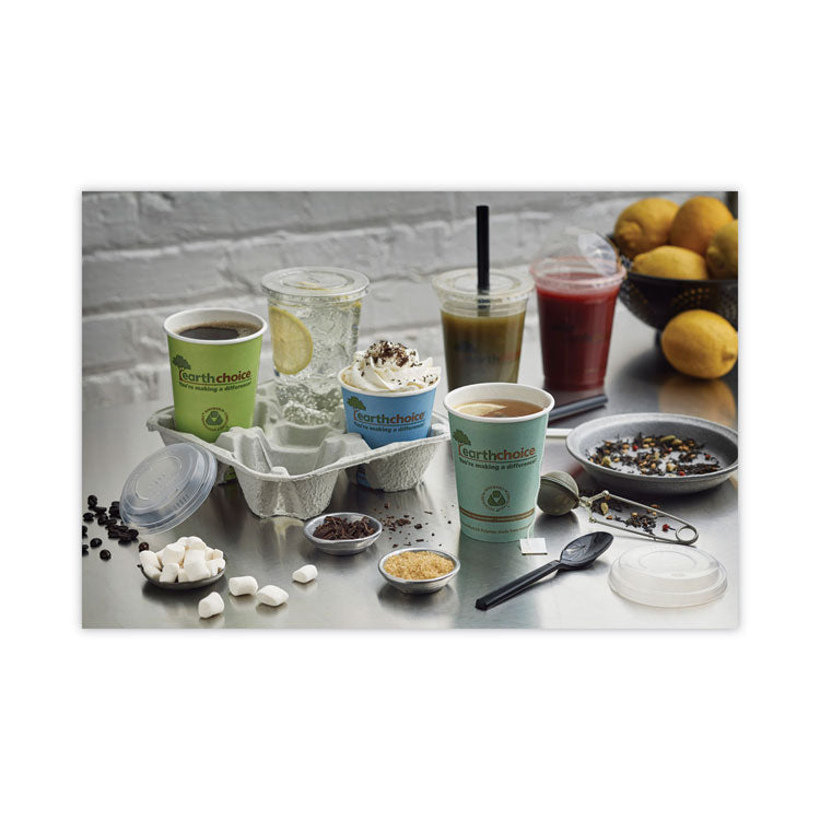 EarthChoice Carry-Safe Beverage Carrier, 8 oz to 32 oz, Four Cups + Food Tray, Natural, 300/Carton