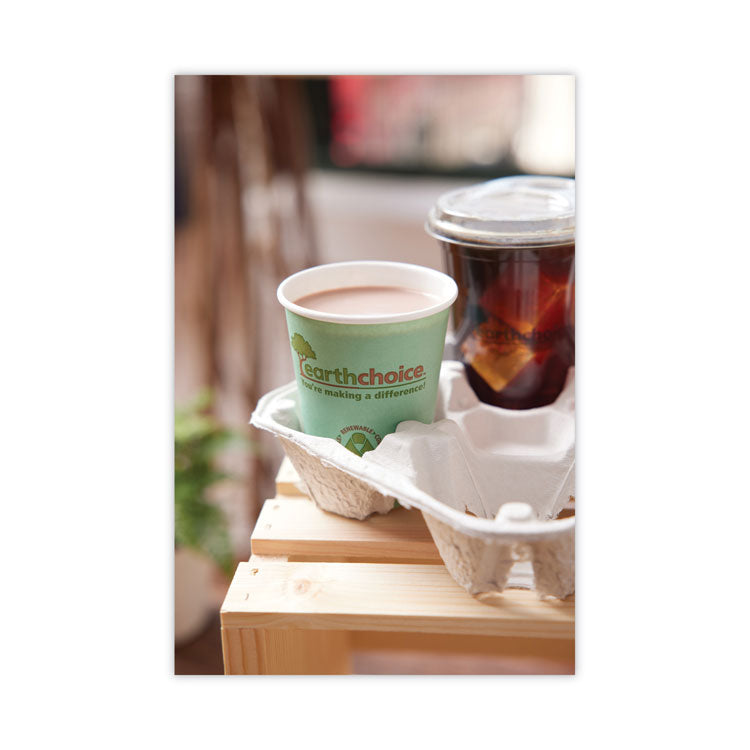 EarthChoice Carry-Safe Beverage Carrier, 8 oz to 32 oz, Four Cups + Food Tray, Natural, 300/Carton