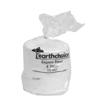EarthChoice Compostable Fiber-Blend Bagasse Dinnerware, Plate, Sugarcane, 6" dia, Natural, 1,000/Carton