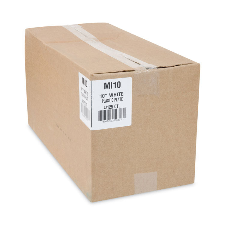 Meadoware Impact Plastic Dinnerware, Plate, 10.25" dia, White, 500/Carton