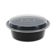 Newspring VERSAtainer Microwavable Containers, 32 oz, 7" Diameter x 2" h, Black/Clear, Plastic, 150/Carton