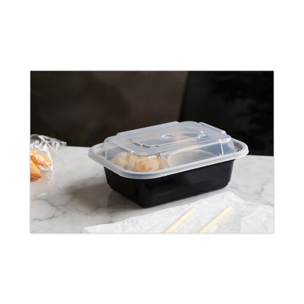 Newspring VERSAtainer Microwavable Containers, 12 oz, 4.5 x 5.5 x 1.75, Black/Clear, Plastic, 150/Carton