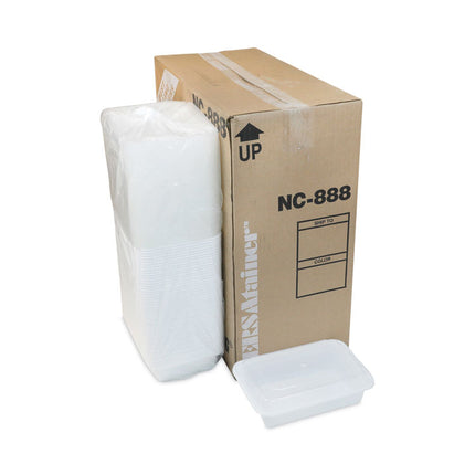 Newspring VERSAtainer Microwavable Containers, Base/Lid Combo, 8.8 x 6 x 2.5, White/Clear, Plastic, 150/Carton