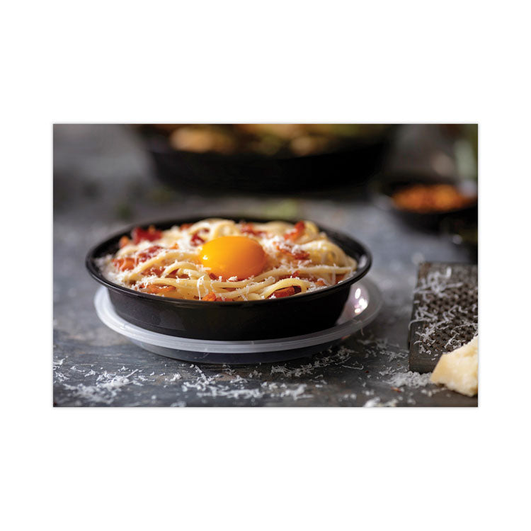 EarthChoice Versa2Go Microwaveable Container, 30 oz, 6.8 x 6.8 x 2.2, Black/Clear, Plastic, 150/Carton