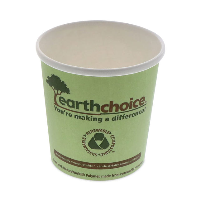 EarthChoice Compostable Soup Cup Large, 16 oz, 3.63" Diameter x 3.88" h, Green, Paper, 500/Carton