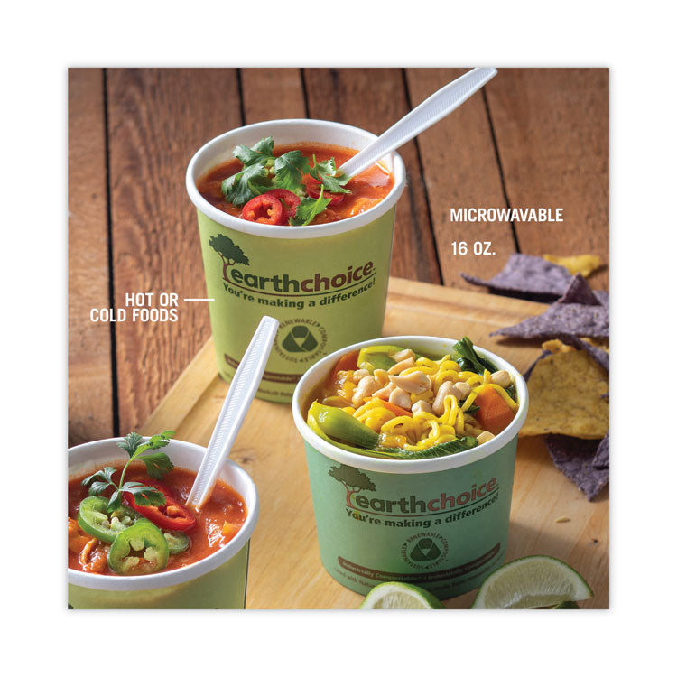 EarthChoice Compostable Soup Cup Large, 16 oz, 3.63" Diameter x 3.88" h, Green, Paper, 500/Carton