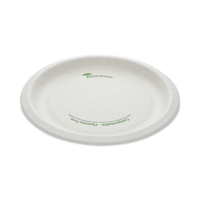 EarthChoice Pressware Compostable Dinnerware, Plate, Paper, 9" dia, White, 450/Carton