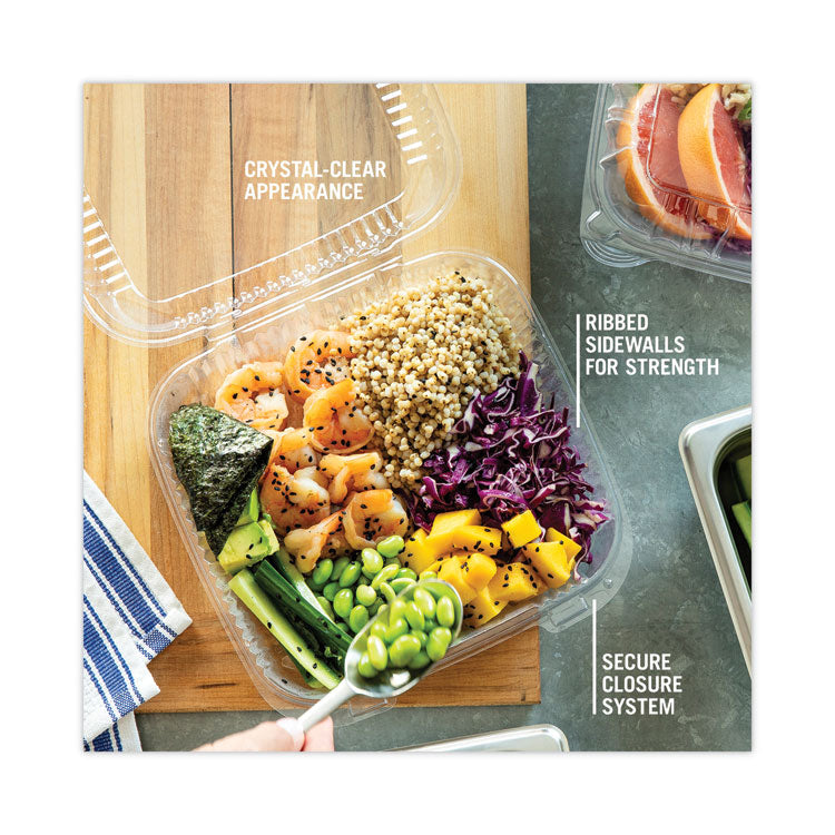 SENSATION SmartLock Hinged Lid Container, 8.34 x 8.24 x 3.05, Clear, Plastic, 200/Carton