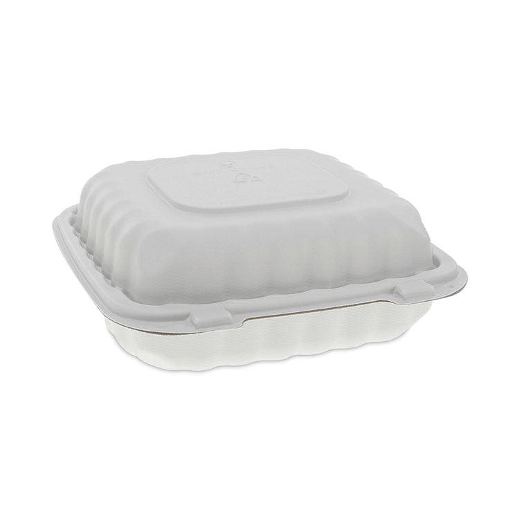 EarthChoice SmartLock Microwavable MFPP Hinged Lid Container, 3 Compartments, 8.31 x 8.35 x 3.1, White, Plastic, 200/Carton