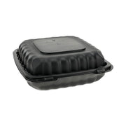 EarthChoice SmartLock Microwavable MFPP Hinged Lid Container, 3 Compartments, 9.33 x 8.88 x 3.1, Black, Plastic, 120/Carton