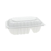 EarthChoice Vented Microwavable MFPP Hinged Lid Container, 2 Compartments, 9 x 6 x 3.1, White, Plastic, 170/Carton