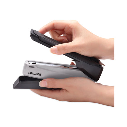 EcoStapler Spring-Powered Desktop Stapler with Antimicrobial Protection, 20-Sheet Capacity, Gray/Black