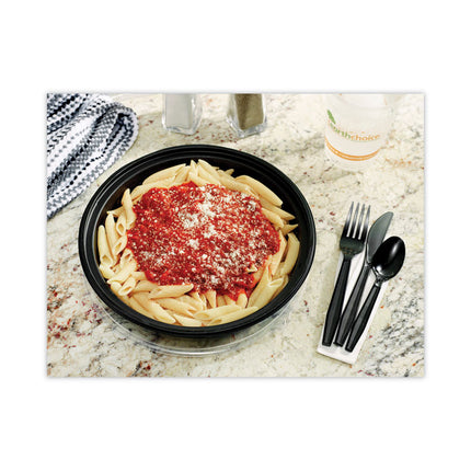 Meadoware Cutlery, Medium Heavyweight Soup Spoon, Plastic, Black, 1,000/Carton
