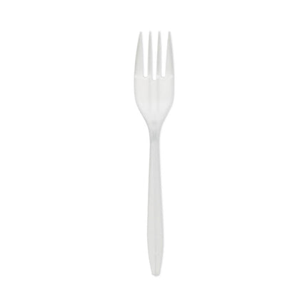Fieldware Cutlery, Mediumweight Fork, Plastic, White, 1,000/Carton