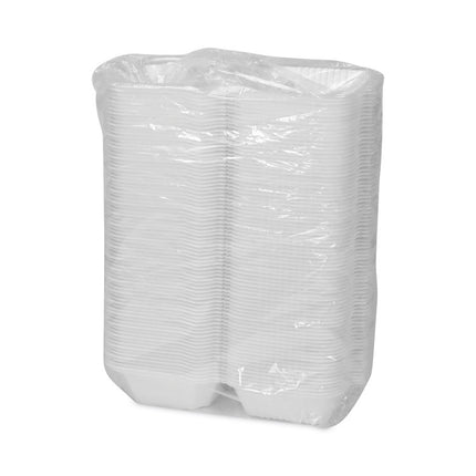 SmartLock Foam Hinged Lid Container, Sandwich, 5.75 x 5.75 x 3.25, White, 504/Carton