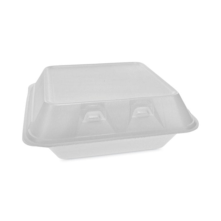 SmartLock Foam Hinged Lid Container, Medium, 3 Compartments, 8 x 8.5 x 3, White, 150/Carton