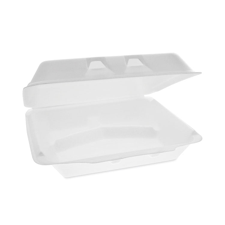 SmartLock Foam Hinged Lid Container, X-Large, 3 Compartments, 9.5 x 10.5 x 3.25, White, 250/Carton