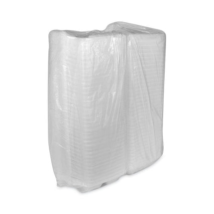 SmartLock Vented Foam Hinged Lid Container, 3 Compartments, 9 x 9.25 x 3.25, White, 150/Carton