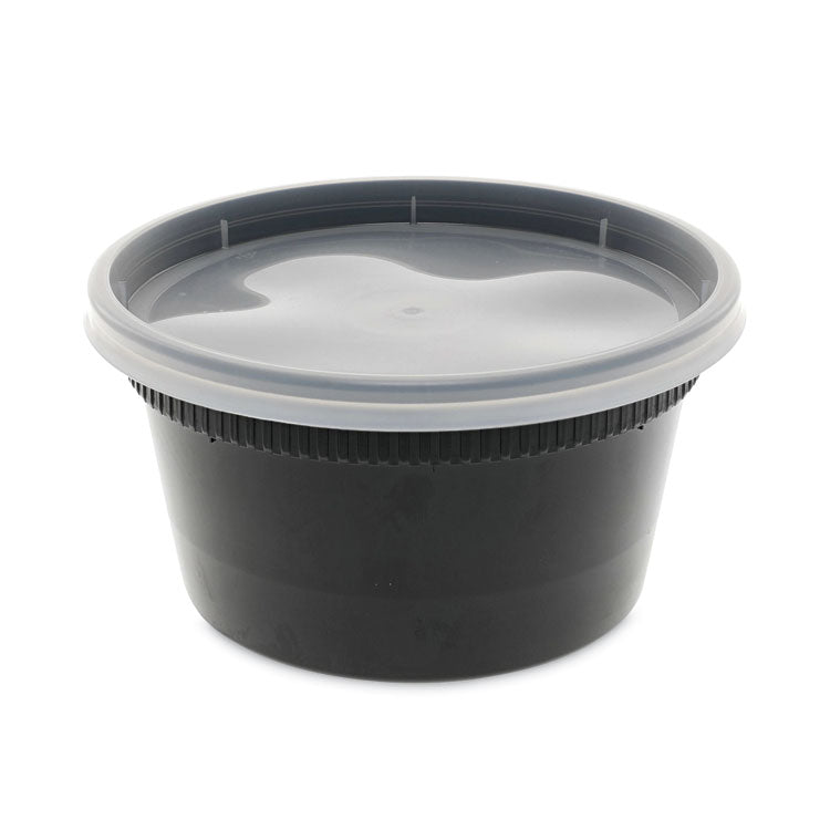 Newspring DELItainer Microwavable Container, 12 oz, 4.55" Diameter x 2.45" h, Black/Clear, Plastic, 240/Carton