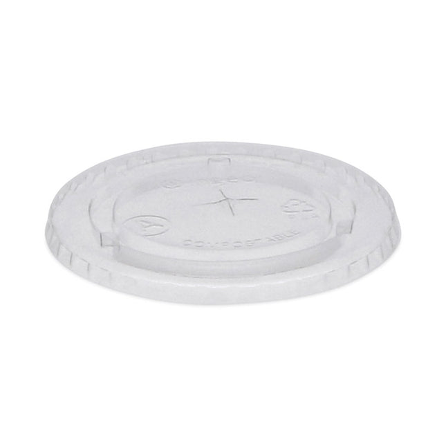 EarthChoice Compostable Cold Cup Lid with Straw Slot for A Cups, Fits 7 oz/9 oz/20 oz A Cups, Plastic, Clear, 1,020/Carton